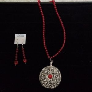 Handmade Red pendant set